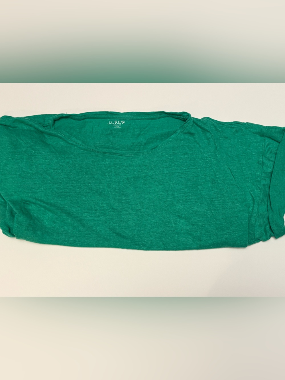 J. Crew Linen Emerald Green Crewneck Tee